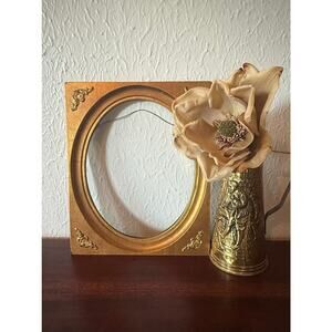 Oval Gold Convex Glass Frame 1970s Vintage Wall Decor
